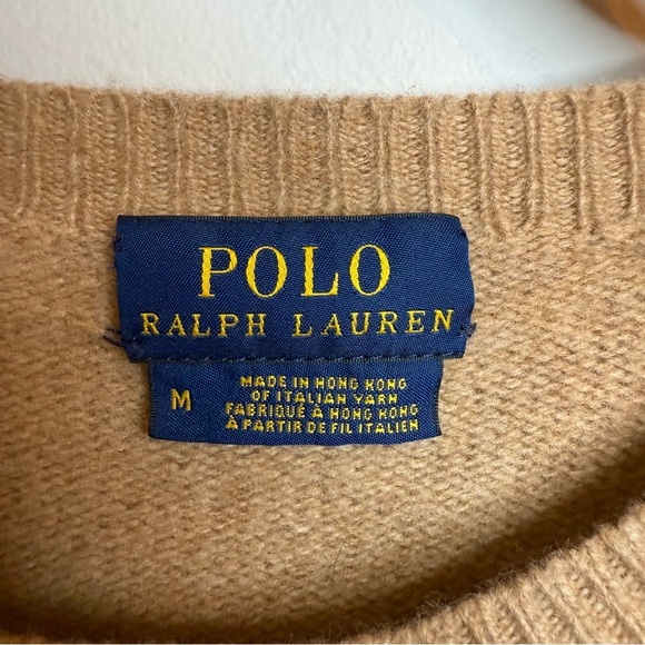 Polo by Ralph Lauren | Men's Camel Crewneck Sweater Reinforced Elbows | Sz M - Picture 3 of 4